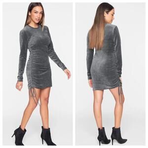 Pam & Gela Velour Shirred Dressโ Side Ruched Mini Dress